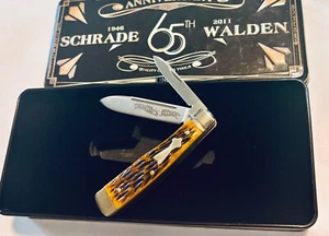NIB 2011 Schrade Walden 65th Anniversary Knife New Stag #2693 in Tin ! - Picture 1 of 8