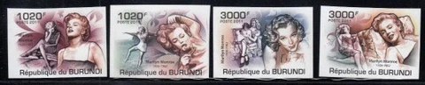 BURUNDI Marilyn Monroe, Actress MNH imperforate set Cover