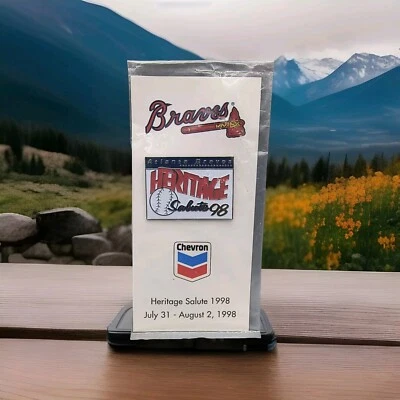 Atlanta Braves Fulton County Stadium Heritage Salute 1998 Pin Chevron Advertise  - Image 1 of 4