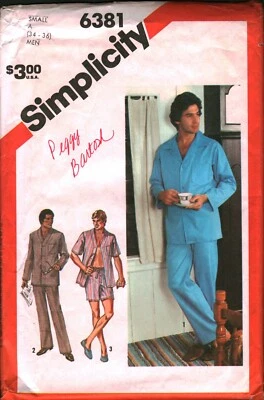 6381 Vintage Simplicity Patrón de Costura Para Hombres Pijama Camisa Pantalones Cortos Fuera de Stock Coser Foto 1 de 2