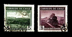 Stamps of Chile/ 1938-40 / Local Motifs of Transportation / Set of 2 Used - Picture 1 of 1