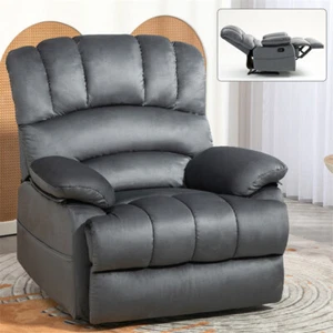 Large Oversized Manual Recliner Chair Reclining Sofa Fabric for Living Room Gray - Picture 1 of 13