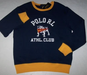 NWT Polo Ralph Lauren Navy/Gold BULL DOG CHAMPS FLEECE Sweatshirt Boys M 10/12 - Picture 1 of 5