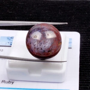 Certified 37.60 Ct Natural Unheated Red Star Ruby Round Cab Loose Rare Gemstone - Picture 1 of 5