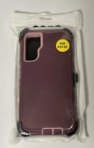 Cubierta de teléfono Samsung A14 5G de alta resistencia con clip para cinturón en lila - Imagen 1 de 21