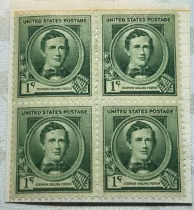 US 1940 Scott # 879 - Block Of 4 MOGHeavy Hinged OG - Stephen C. Foster - Picture 1 of 2