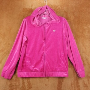 JUICY COUTURE Hoodie Girls XL Plus Pink Zip Up Track Jacket Banded Hem Logo - Picture 1 of 8