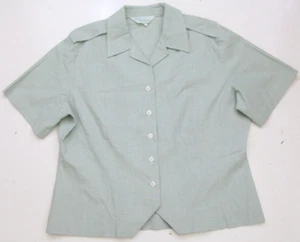 Size 16 Cali Fashions Green Dress Shirt Button Front Short Sleeve Women's P87 - Picture 1 of 6