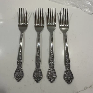 Tenedores de ensalada de acero inoxidable vintage con patrón de Normandía hechos en Japón para MSI - Imagen 1 de 5