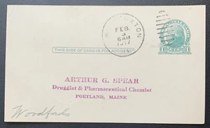 1917 US SCOTT #UX27 WEST BUXTON MAINE ARTHUR G. SPEAR PHARMACEUTICAL CHEMIST VF - Picture 1 of 2