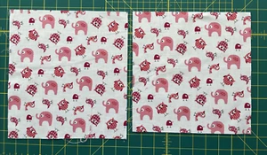 Owl Elephant Bird Pink Fabric Scrap Cotton Lot of 2 READ - Picture 1 of 2