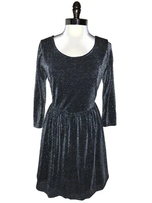 FOREVER 21 Size XL Dress Black Silver Sparkles 3/4 Sleeve - Image 1 of 4