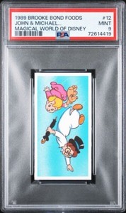 1989 JOHN & MICHAEL… Brooke Bond Foods MAGICAL WORLD OF DISNEY #12 PSA 9 MINT