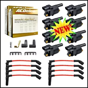 UF414 8 Pack Ignition Coil & Spark Plug Wire GMC Chevy Buick Cadillac Colorado - Picture 1 of 7