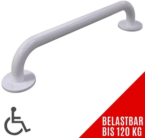 Für barrierefreies Bad Haltegriff Griff 90 cm weiß ⌀ 32 mm mit Abdeckrosetten  - Bild 1 von 9