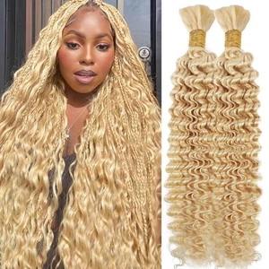 Echt Flechthaar für Boho Zöpfe 100g 16 Inch 613 Blond Braun Lockig Boho... - Bild 1 von 6