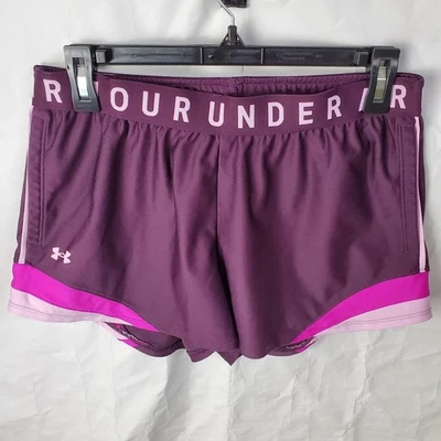 安德玛短裤女式 M 紫色 Play Up 3.0 Active 健身房训练运动  — 第 1/4 张图片