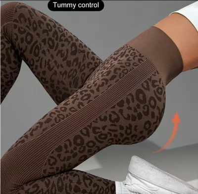 Women'S Leopard Print Yoga Pants - Non-Slip Workout Leggings with Elastic Waistb - Image 1 of 4