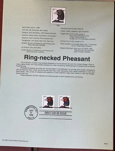 USPS Souvenir Seite 3050 3051 Ring-Necked Pheasant Somerset New Jersey - Bild 1 von 1