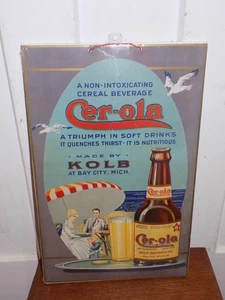 Vintage Cer-Ola Cereal Beverage Kolb Brewing Cardboard Sign - Picture 1 of 4