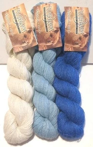 Lot of 3 Cascade Farms Yarn 100% Baby Alpaca Lace - Cream & 2 Shades of Blue - Picture 1 of 6