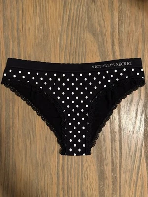 NWOT Victoria's Secret Black White Polka Dot Seamless Stretch Ruched Cheekini M - Image 1 of 4
