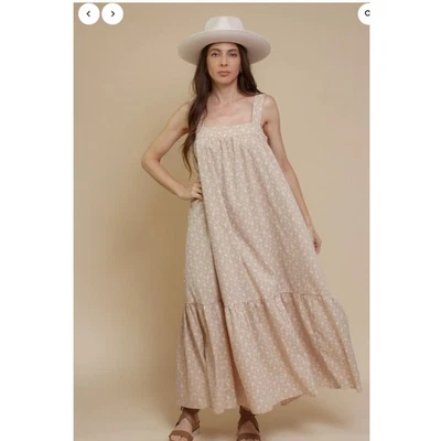 В ткацком станке макси платье цветочный принт квадратный вырез галстук назад ярусный богемный маленький - Изображение 1 из 4