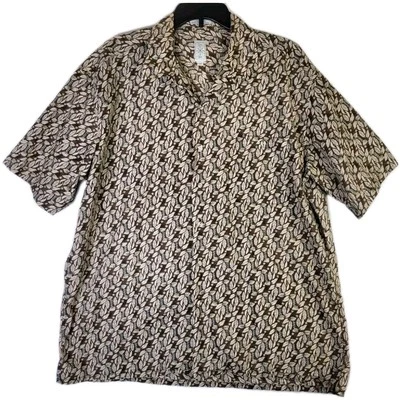 Burma Bibas Hawaiian Short Sleeve Shirt Button-Up Men's XL Brown Leaves Resort - Image 1 of 4