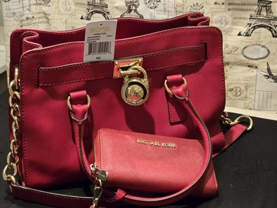 Michael Kors Hamilton SATCHELSAFFIANO 皮革 E/W 东西(红色) — 第 1/4 张图片