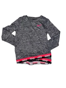 Nike Girls Gray And Pink Tulip Hem Dri-Fit Long Sleeve Athletic Top Size 6x - Picture 1 of 5