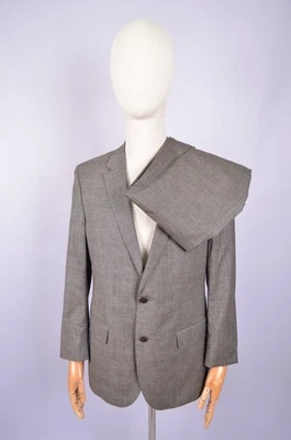 Hugo Boss Huge3/Genius2 Wool Suit Jacket Pants Grey Beige Check US/UK 40S Luxury - Image 1 of 4