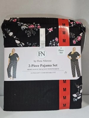 FN By Flora Nikrooz~Woman's 2 Piece Pajama Set~Black~Size M~New With Tags - Image 1 of 4