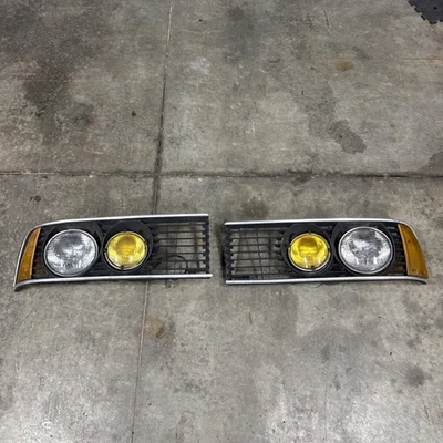 BMW E23 Euro Head Lights OEM *Parts Only* 733i 735i LHD With Grills Turn signal  - Image 1 of 4