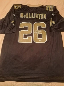 VINTAGE DEUCE MCALLISTER SIGNED NEW ORLEANS SAINTS REEBOK JERSEY PSADNA COA XL - Picture 1 of 9