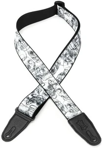 Levy's MPD2 Polyester Guitar Strap - White and Black Skulls (3-pack) Bundle - Picture 1 of 1