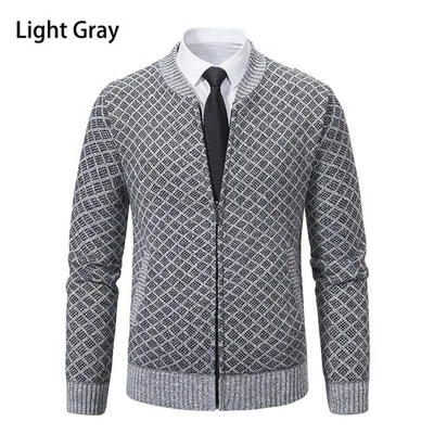 Men Zipper Knitted Cardigan Stand Up Collar Sweater Jacket Autumn Casual Loose - Image 1 of 4