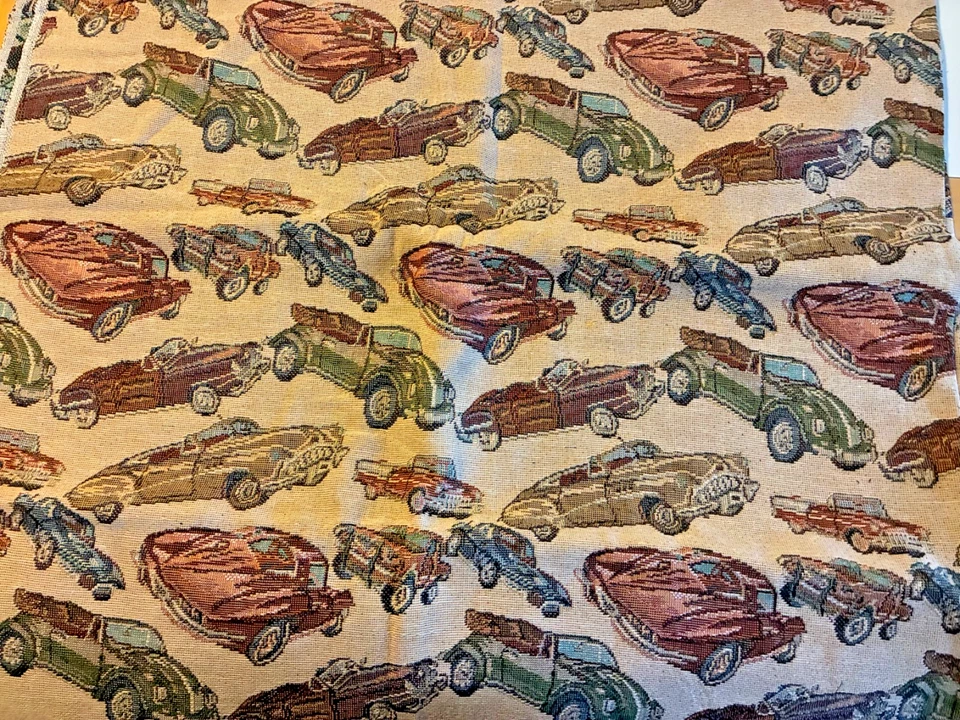 FUN VTG 2 YARDS BY 58 W CAR FABRIC TAPESTRY UPHOLSTERY TYPE VW, CORVETTE ETC - Image 1 of 1
