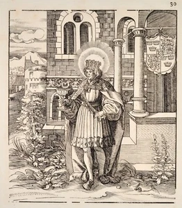 Beck Burgkmair Eduard I. Orig. Antique Print 1516/ 1799 Edward Longshanks Scots - Picture 1 of 6