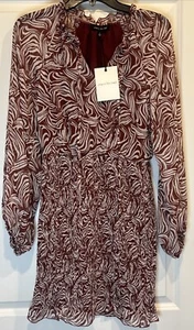 Jacquie The Label Women’s V Neck Balloon Sleeve Knotting/Tying Mini Dress Sz Sm - Picture 1 of 13
