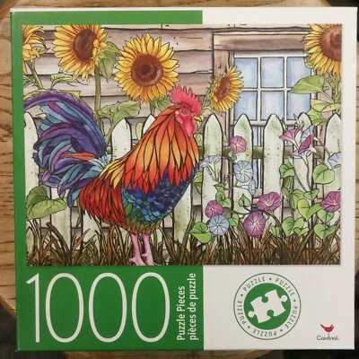 1000 Piece Cardinal Jigsaw puzzle "Rooster in the Barnyard:" PreOwn - Image 1 of 4