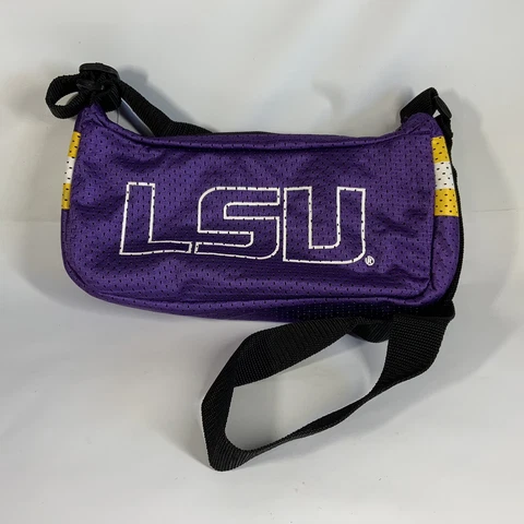 LSU Tigers Crossbody Purse MVP Most Valuable Fan Purple Mesh Bag Embroidered Cover