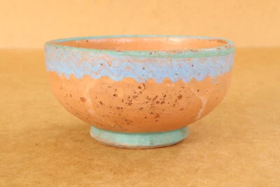 Vintage Pottery Antique Dish Primitive Bowl Redware Ceramic Shabby Marked 1930s. - Image 1 of 4