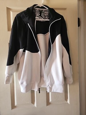  Air Jordan Men's Track Suit Jacket Sz Med, Full Zip, Black/White Vtg - Image 1 of 4