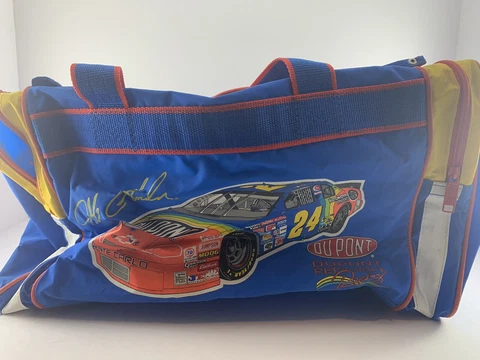 Vintage 1996 Jeff Gordon DuPont 24 NASCAR Duffle Bag Rare MultiColor 18"x10" Cover
