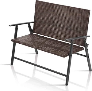 Klappbank Kunststoffgeflecht Braun Rattan Optik Gartenbank Garten Bank Parkbank - Bild 1 von 2