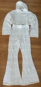 Sincerely Jules Women’s 2 Pc Ivory Crocheted Hood Sweater & Pant Set~ Sz Sm New - Picture 1 of 4