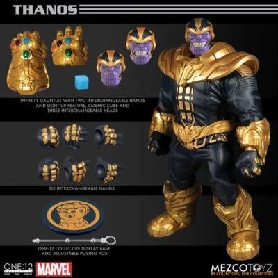 the ONE 12 COLLECTIVE: AVENGERS – LIGHT-UP THANOS 1/12 Action Figure 21 cm MEZCO - Immagine 1 di 4