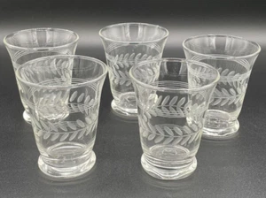 5 Vintage Fern-Strip Etched Pattern, Shooter/Cordial Glass - Picture 1 of 3