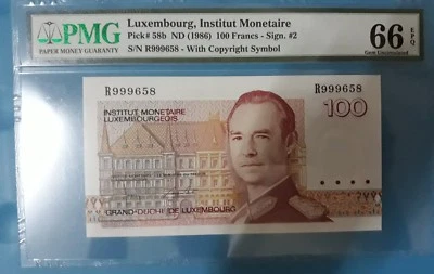1986 Luxembourg 100 Francs  PMG66 EPQ [P-58b] GEM UNC &  豹子头999 - Image 1 of 4