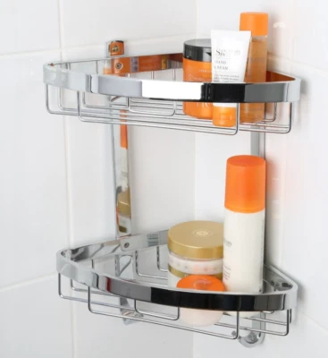 Croydex Large 2 Tier Shower Caddy Basket Bathroom Storage Organiser, Chrome